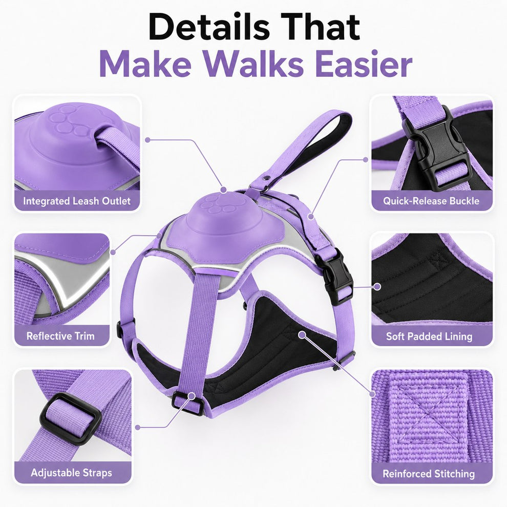 Paws in Awe No-Pull Reflective Dog Harness with Built-In Retractable Leash for Safer Daily Walks image 6