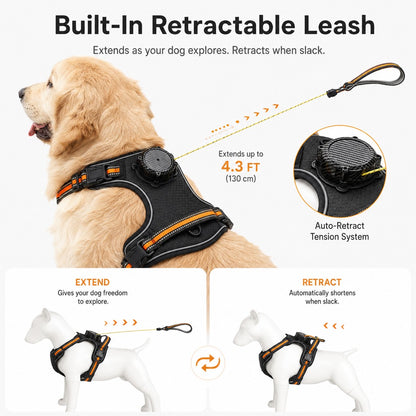 Paws in Awe 2-in-1 Reflective Dog Harness with Built-In Retractable Leash for Daily Walks - Close Control for Pulling Dogs image 6