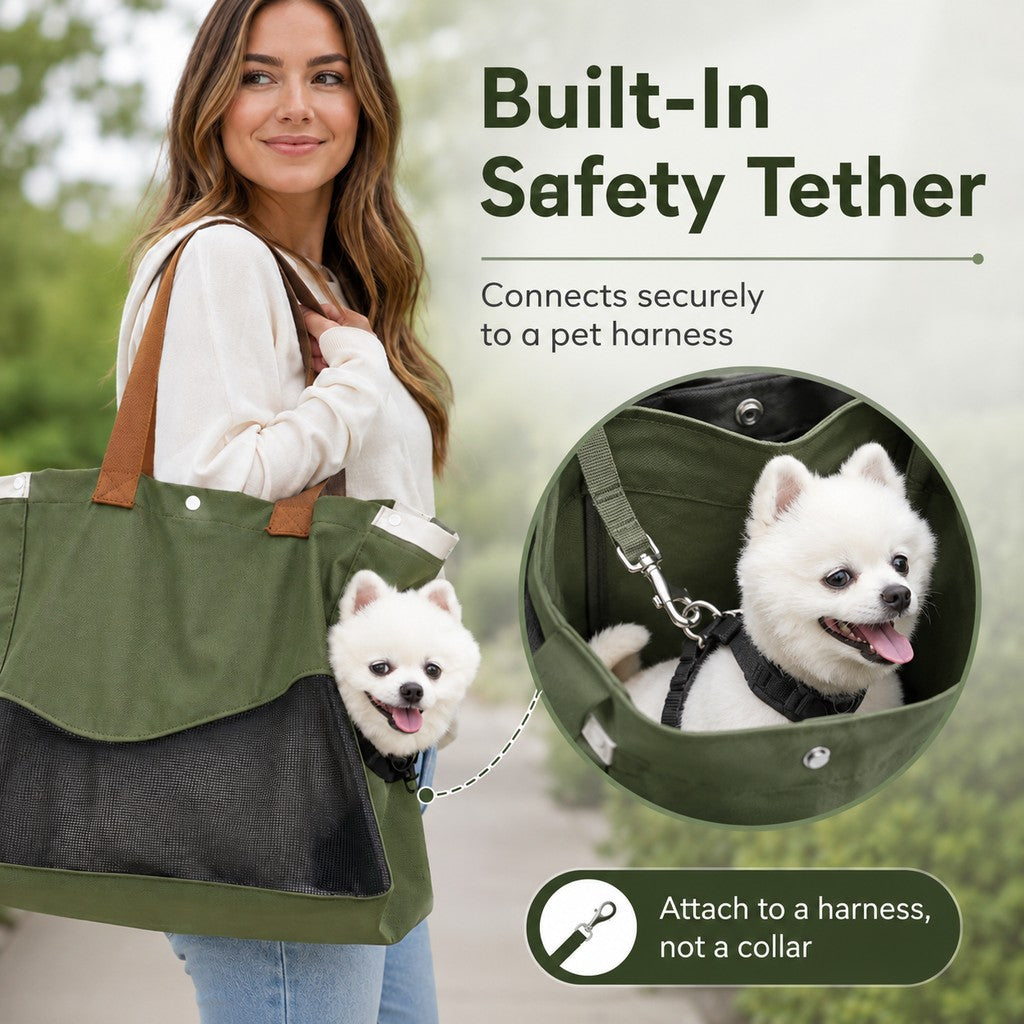 Paws in Awe Pet Carrier Tote Bag for Cats & Small Dogs - Breathable Shoulder Bag for Walks, Vet Visits & Errands image 8