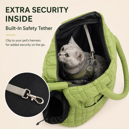 Paws in Awe Quilted Pet Carrier Tote for Cats & Small Dogs – Easy Hand & Shoulder Carry for Walks, Errands & Everyday Outings image 5