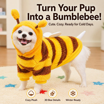 Paws in Awe Bumblebee Dog Costume for Small Dogs - Warm Plush Winter Outfit for Halloween, Photos & Chilly Days image 7