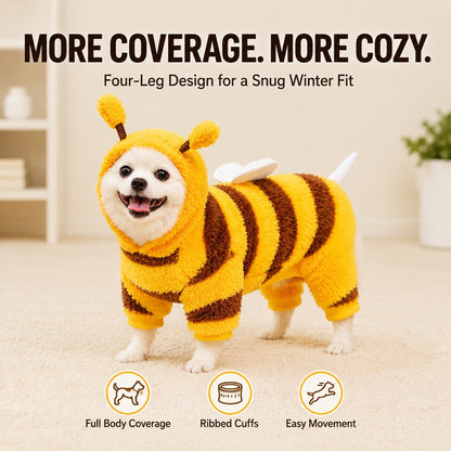 Paws in Awe Bumblebee Dog Costume for Small Dogs - Warm Plush Winter Outfit for Halloween, Photos & Chilly Days image 5