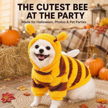 Paws in Awe Bumblebee Dog Costume for Small Dogs - Warm Plush Winter Outfit for Halloween, Photos & Chilly Days image 2