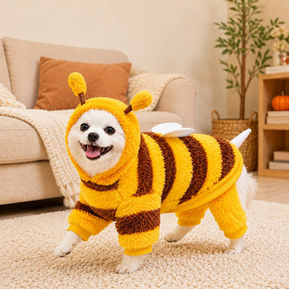 Paws in Awe Bumblebee Dog Costume for Small Dogs - Warm Plush Winter Outfit for Halloween, Photos & Chilly Days image 1
