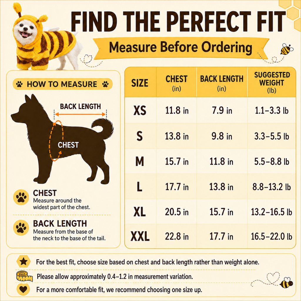 Paws in Awe Bumblebee Dog Costume for Small Dogs - Warm Plush Winter Outfit for Halloween, Photos & Chilly Days image 9