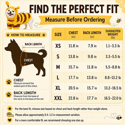Paws in Awe Bumblebee Dog Costume for Small Dogs - Warm Plush Winter Outfit for Halloween, Photos & Chilly Days image 9