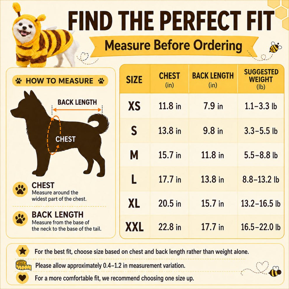 Paws in Awe Bumblebee Dog Costume for Small Dogs - Warm Plush Winter Outfit for Halloween, Photos & Chilly Days image 9