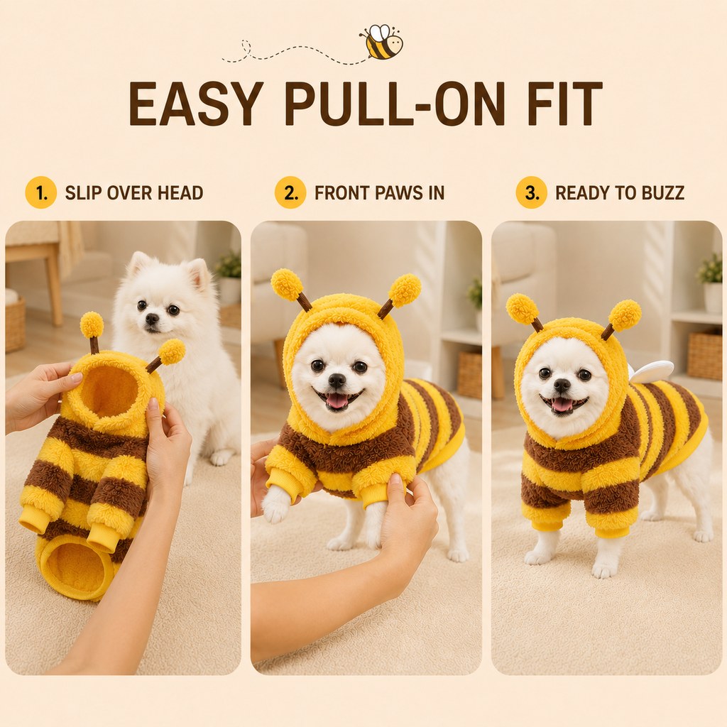 Bumblebee dog costume for small dogs cozy plush outfit