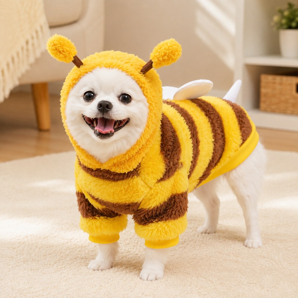 Four-leg bumblebee fleece dog outfit for small dogs