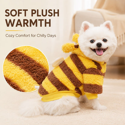 Bee costume details with stripes wings and plush texture