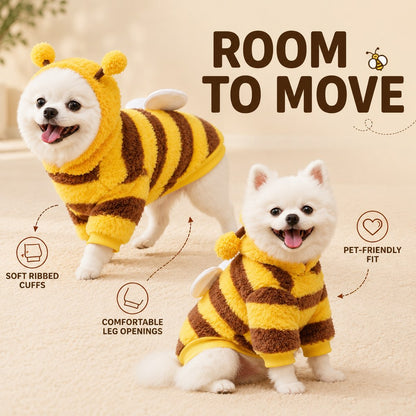Small dog Halloween bee outfit size and fit view