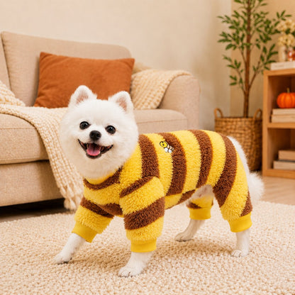 Paws in Awe Bumblebee Dog Costume for Small Dogs - Warm Plush Winter Outfit for Halloween, Photos & Chilly Days image 11