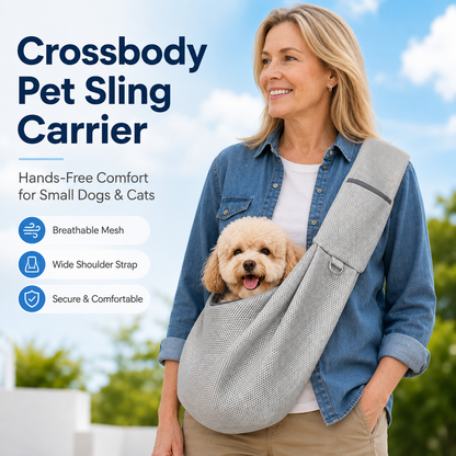 Paws in Awe Crossbody Pet Sling Carrier for Small Dogs & Cats - Breathable Hands-Free Travel Bag for Walks, Errands & Vet Visits image 4