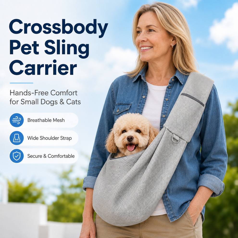Paws in Awe Crossbody Pet Sling Carrier for Small Dogs & Cats - Breathable Hands-Free Travel Bag for Walks, Errands & Vet Visits image 4
