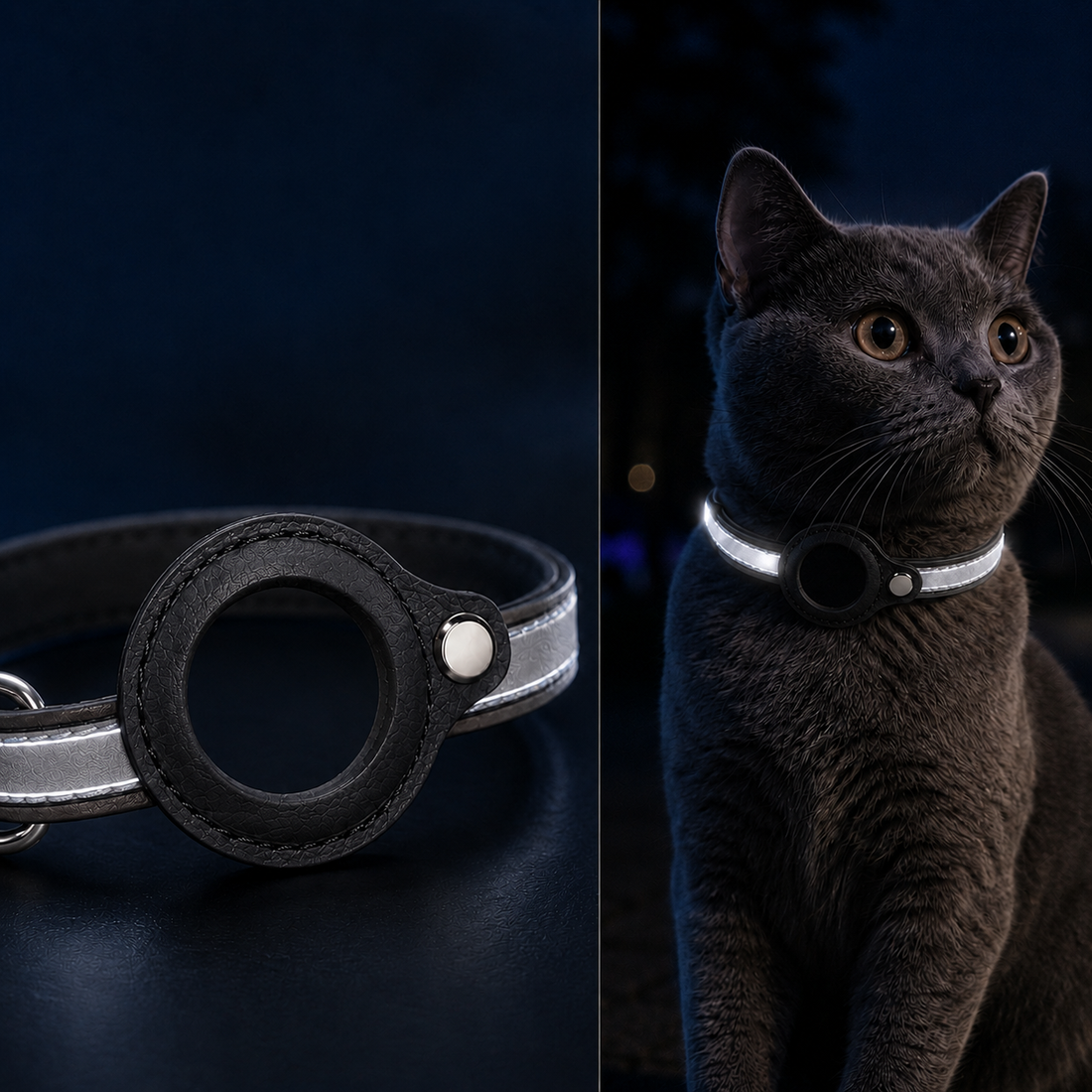 AirTag-Compatible Reflective Pet Tracking Collar for Cats & Small Dogs - Secure Holder for Outdoor Adventures & Night Visibility
