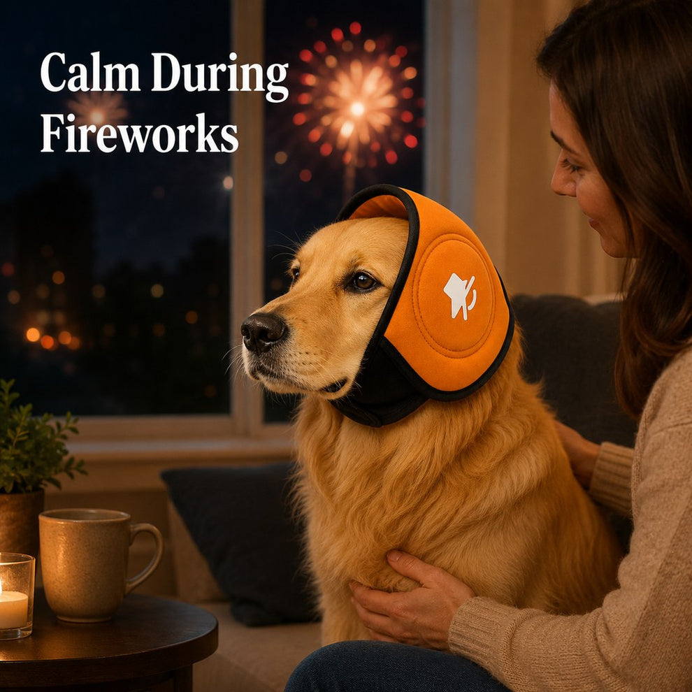 Paws in Awe Calming Dog Ear Muffs for Fireworks, Thunderstorms & Grooming - Soft Noise-Reducing Wrap to Help Ease Stress image 2