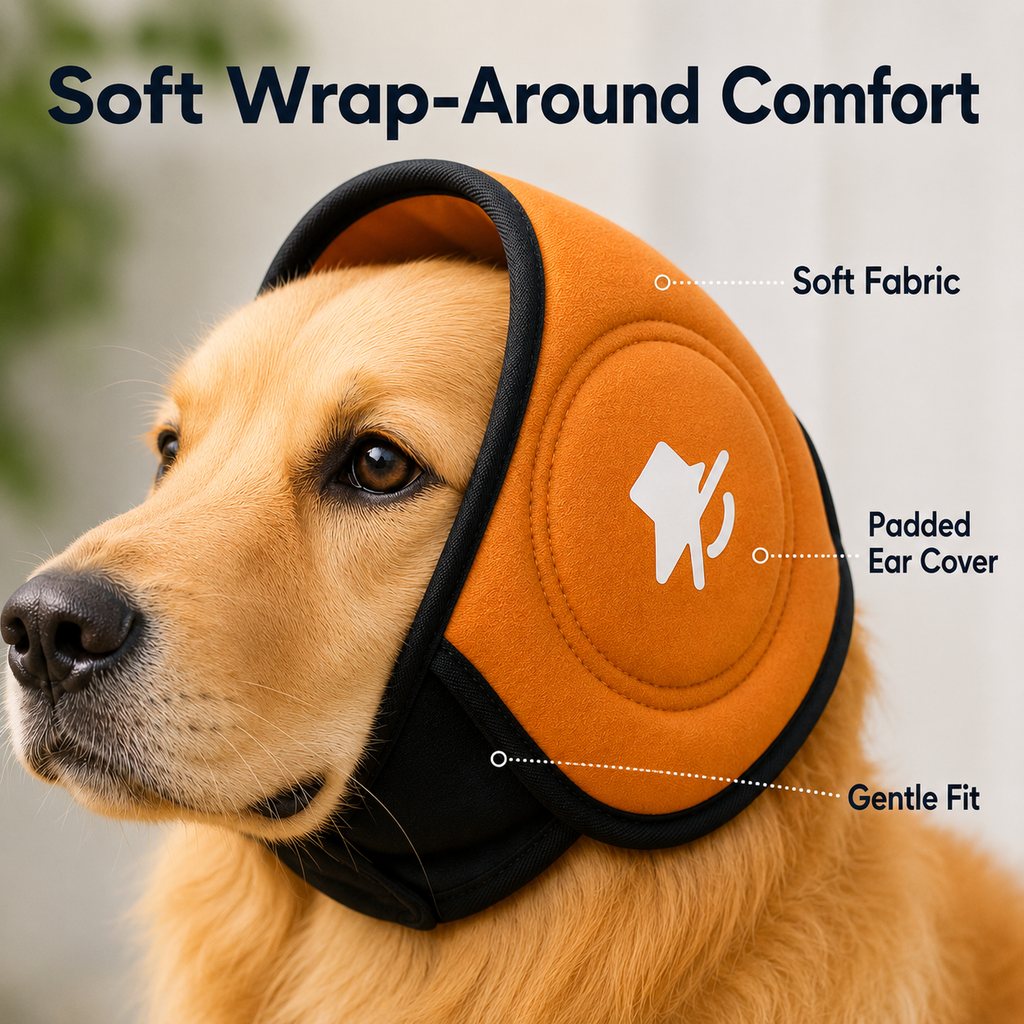 Paws in Awe Calming Dog Ear Muffs for Fireworks, Thunderstorms & Grooming - Soft Noise-Reducing Wrap to Help Ease Stress image 4