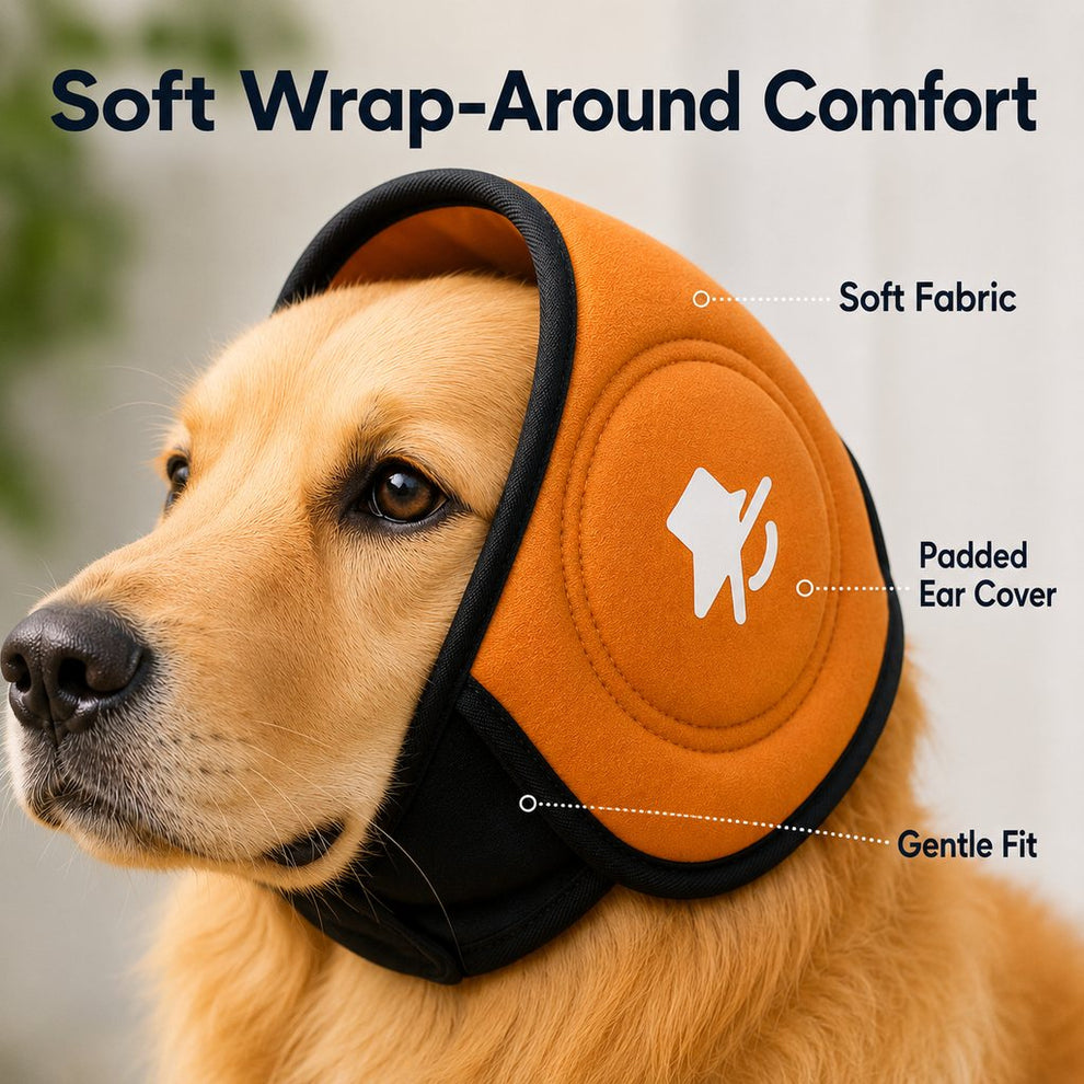 Paws in Awe Calming Dog Ear Muffs for Fireworks, Thunderstorms & Grooming - Soft Noise-Reducing Wrap to Help Ease Stress image 4