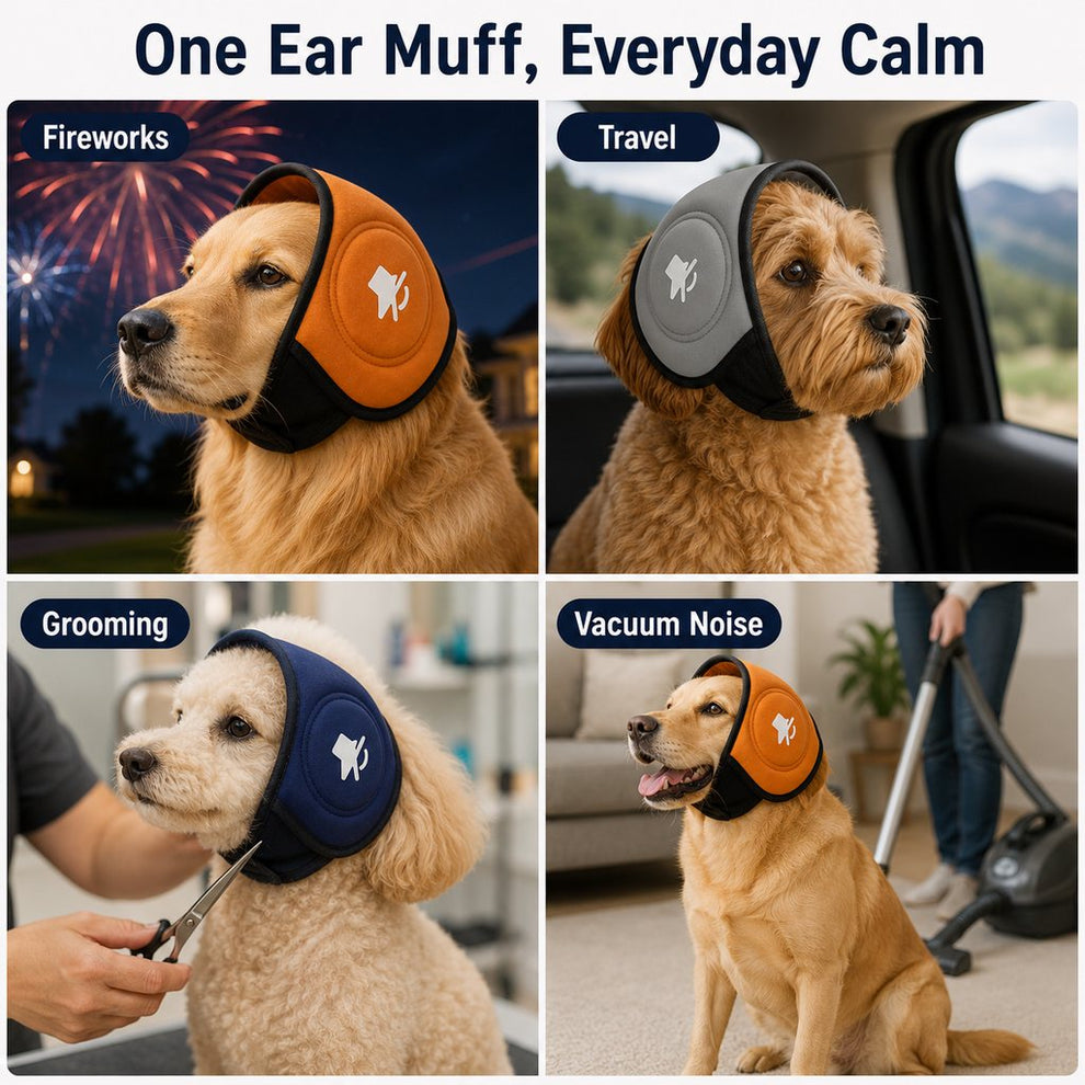 Paws in Awe Calming Dog Ear Muffs for Fireworks, Thunderstorms & Grooming - Soft Noise-Reducing Wrap to Help Ease Stress image 6