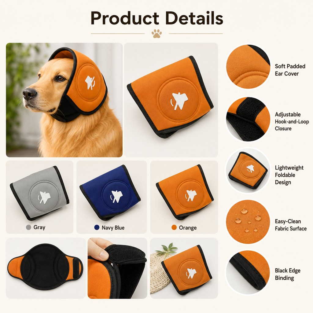 Paws in Awe Calming Dog Ear Muffs for Fireworks, Thunderstorms & Grooming - Soft Noise-Reducing Wrap to Help Ease Stress image 8