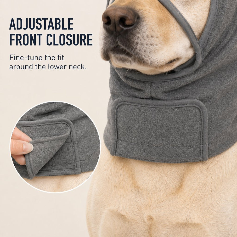 Paws in Awe Calming Dog Hood with Clear Viewing Panel, Gentle Head & Neck Wrap for Grooming, Thunderstorms, Fireworks & Travel Comfort image 7