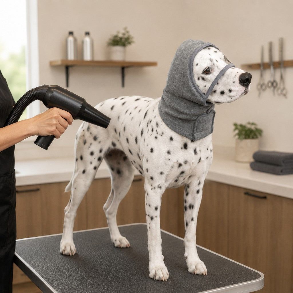 Paws in Awe Calming Dog Hood with Clear Viewing Panel, Gentle Head & Neck Wrap for Grooming, Thunderstorms, Fireworks & Travel Comfort image 2
