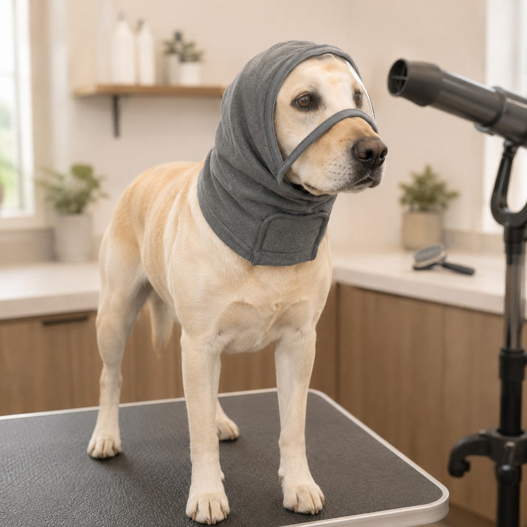 Paws in Awe Calming Dog Hood with Clear Viewing Panel, Gentle Head & Neck Wrap for Grooming, Thunderstorms, Fireworks & Travel Comfort image 3