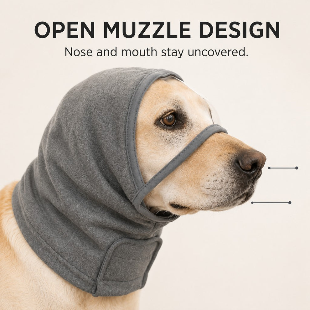 Paws in Awe Calming Dog Hood with Clear Viewing Panel, Gentle Head & Neck Wrap for Grooming, Thunderstorms, Fireworks & Travel Comfort image 6