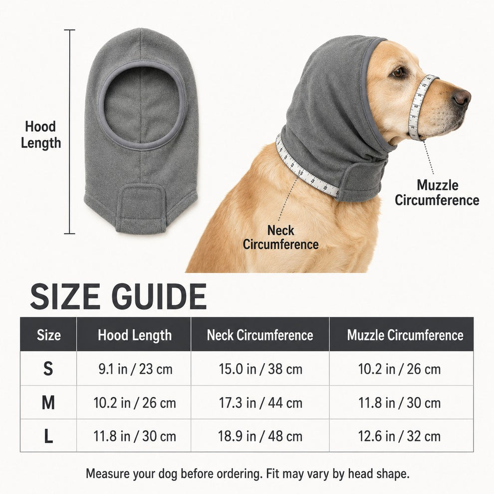 Paws in Awe Calming Dog Hood with Clear Viewing Panel, Gentle Head & Neck Wrap for Grooming, Thunderstorms, Fireworks & Travel Comfort image 9