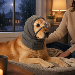 Paws in Awe Calming Dog Hood with Clear Viewing Panel, Gentle Head & Neck Wrap for Grooming, Thunderstorms, Fireworks & Travel Comfort image 1