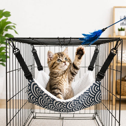 Paws in Awe Reversible Cat Cage Hammock with Adjustable Straps - Space-Saving Hanging Bed for Wire Crates image 13