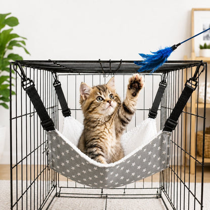 Paws in Awe Reversible Cat Cage Hammock with Adjustable Straps - Space-Saving Hanging Bed for Wire Crates image 14