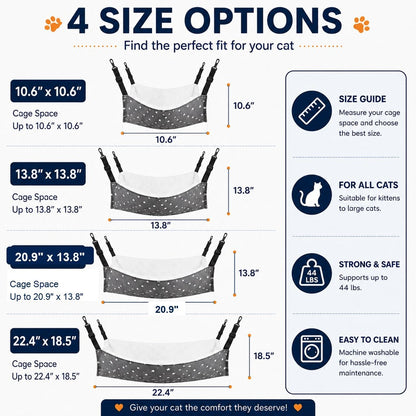 Paws in Awe Reversible Cat Cage Hammock with Adjustable Straps - Space-Saving Hanging Bed for Wire Crates image 9