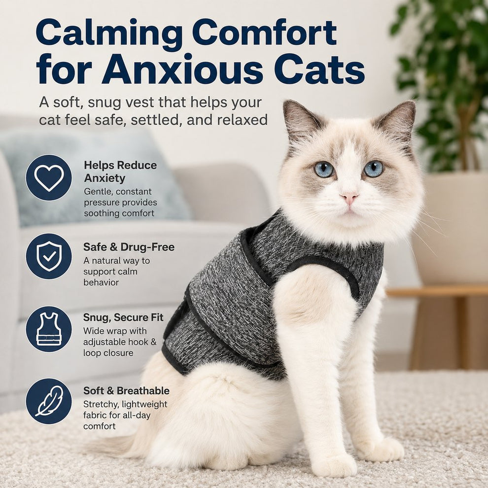 Paws in Awe Cat Calming Vest for Thunderstorms, Travel & Quiet Time - Soft Adjustable Comfort Wrap for Nervous Cats image 5