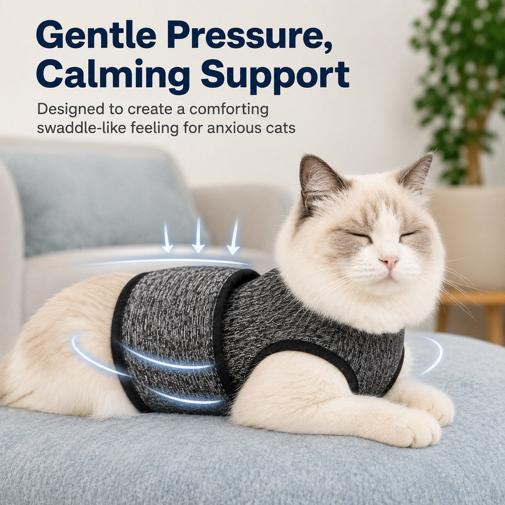 Paws in Awe Cat Calming Vest for Thunderstorms, Travel & Quiet Time - Soft Adjustable Comfort Wrap for Nervous Cats image 6