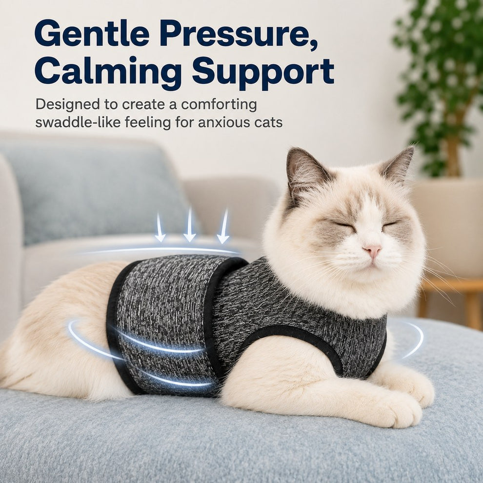 Paws in Awe Cat Calming Vest for Thunderstorms, Travel & Quiet Time - Soft Adjustable Comfort Wrap for Nervous Cats image 6