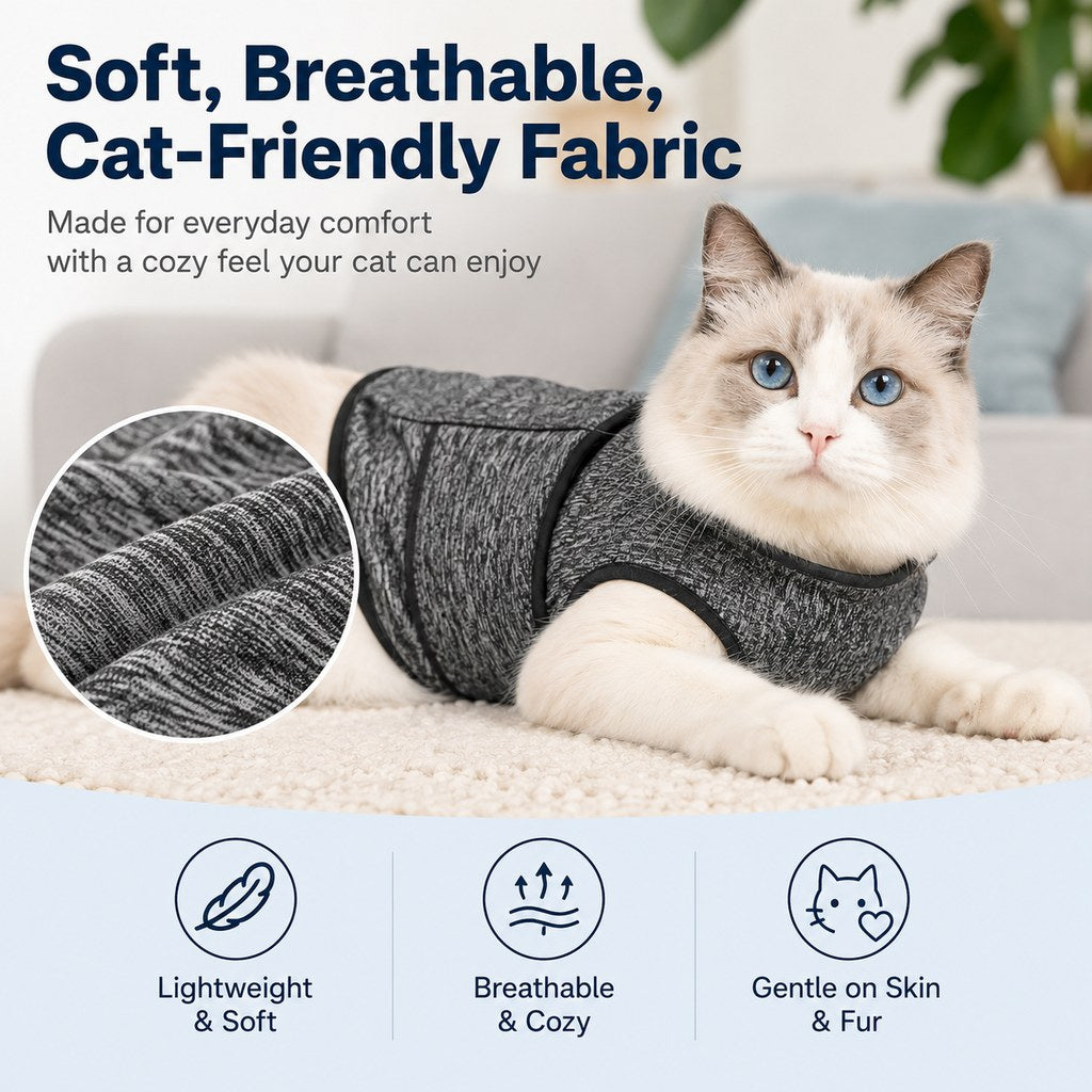 Paws in Awe Cat Calming Vest for Thunderstorms, Travel & Quiet Time - Soft Adjustable Comfort Wrap for Nervous Cats image 2