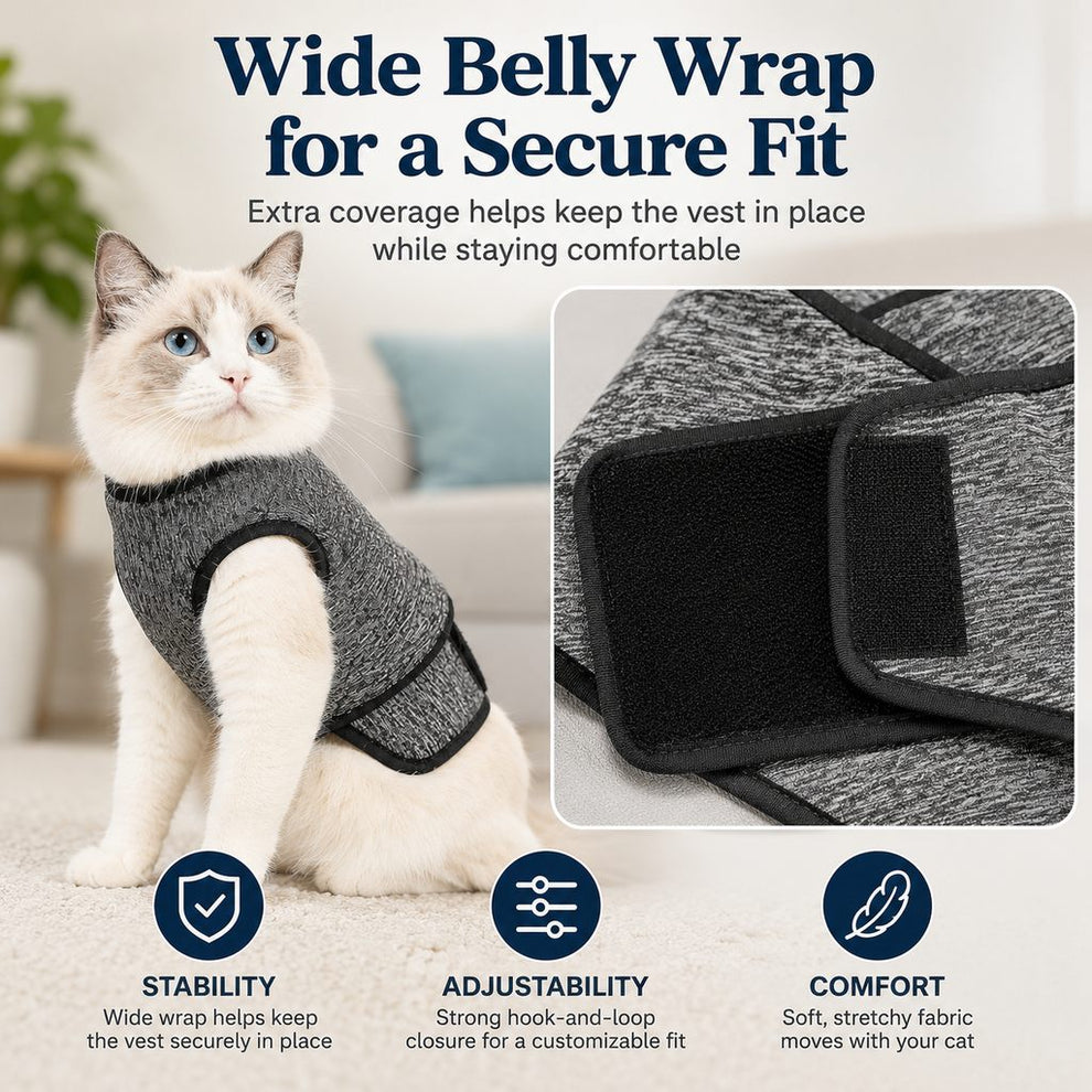 Paws in Awe Cat Calming Vest for Thunderstorms, Travel & Quiet Time - Soft Adjustable Comfort Wrap for Nervous Cats image 4