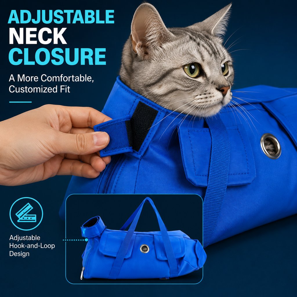 Paws in Awe Multi-Use Cat Carrier & Grooming Bag - Easy Paw Access for Vet Visits & At-Home Care image 10
