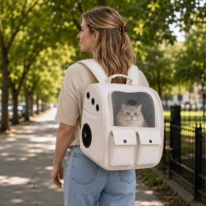 Paws in Awe USB-Powered Dual-Fan Cat Carrier Backpack for Vet Visits & Everyday Travel - Fan-Assisted Cooling for Less-Stuffy Trips image 3