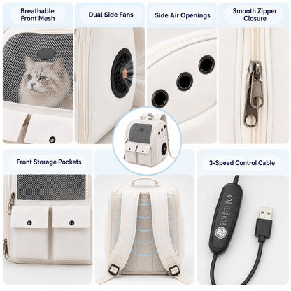 Paws in Awe USB-Powered Dual-Fan Cat Carrier Backpack for Vet Visits & Everyday Travel - Fan-Assisted Cooling for Less-Stuffy Trips image 8