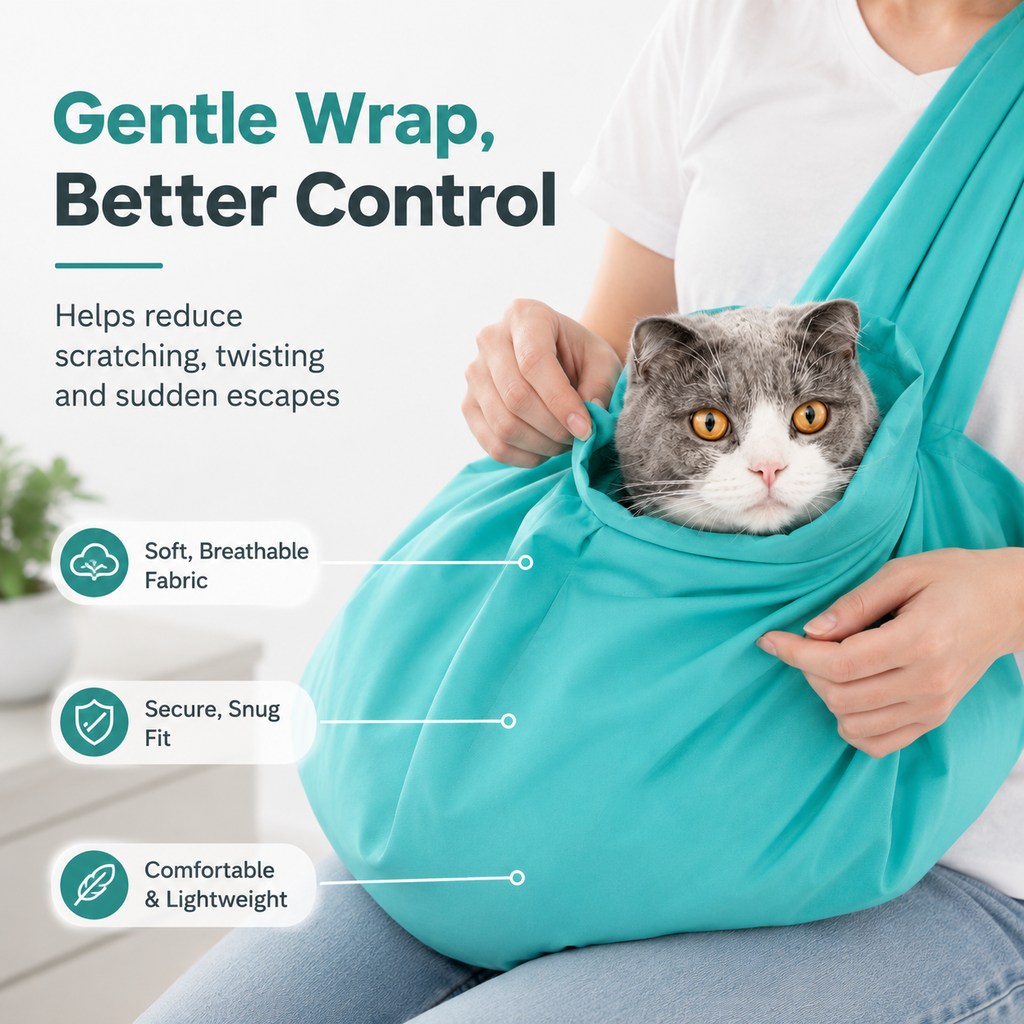 Paws in Awe Soft Cat Carrier Grooming Bag for Vet Visits &Nail Trims - Helps Reduce Scratching During Routine Care image 3