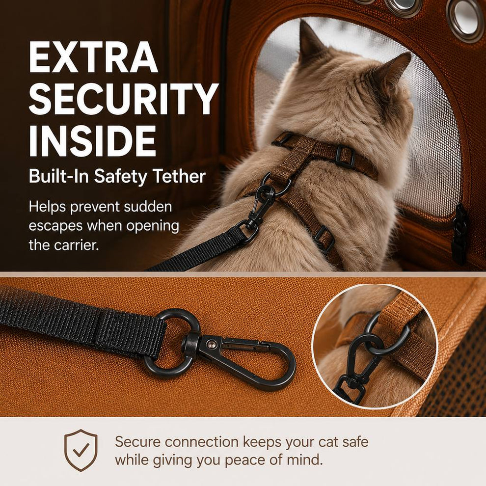 Paws in Awe Breathable Cat Travel Carrier for Road Trips & Vet Visits - Structured Foldable Soft-Sided Pet Bag image 8