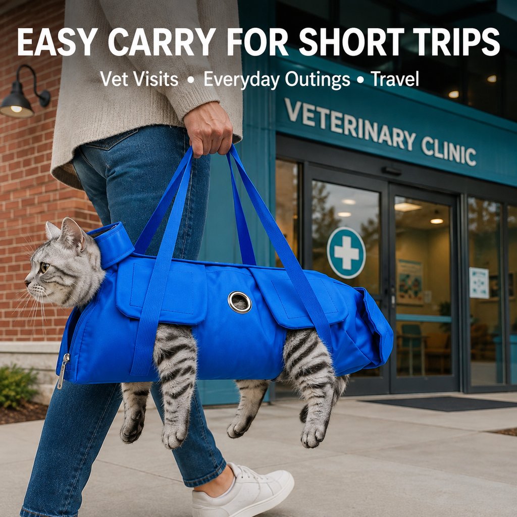 Paws in Awe Multi-Use Cat Carrier & Grooming Bag - Easy Paw Access for Vet Visits & At-Home Care image 7