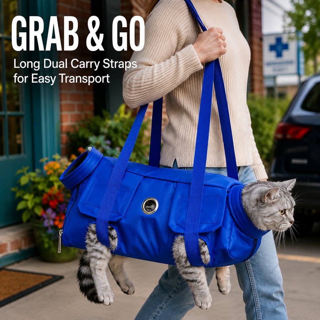 Paws in Awe Multi-Use Cat Carrier & Grooming Bag - Easy Paw Access for Vet Visits & At-Home Care image 6