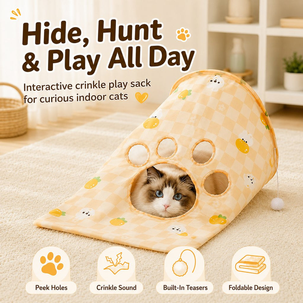 Paws in Awe Interactive Cat Crinkle Play Sack for Indoor Cats - Hide, Pounce & Stay Busy While You're Away image 2