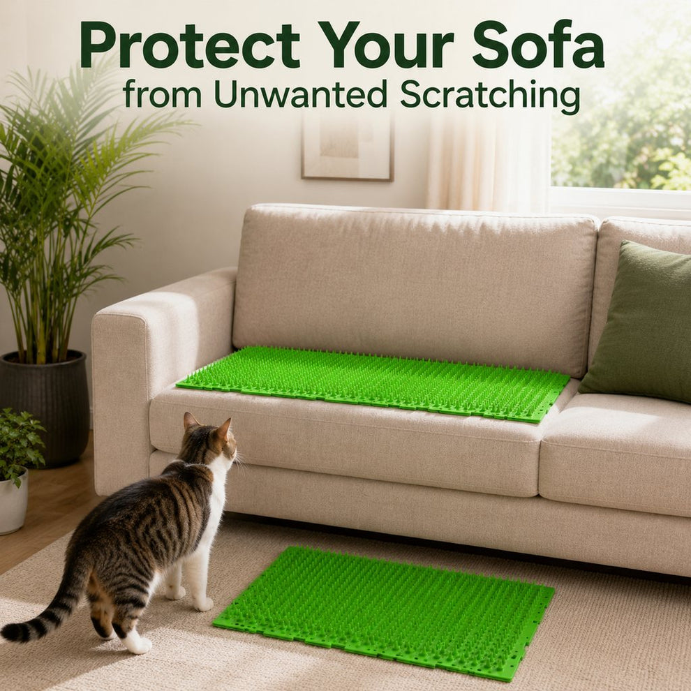 Paws in Awe 2-Pack Green Cut-to-Fit Cat Deterrent Mat for Sofas, Plants & Balconies - Helps Protect Furniture from Scratching, Digging & Curious Paws image 2