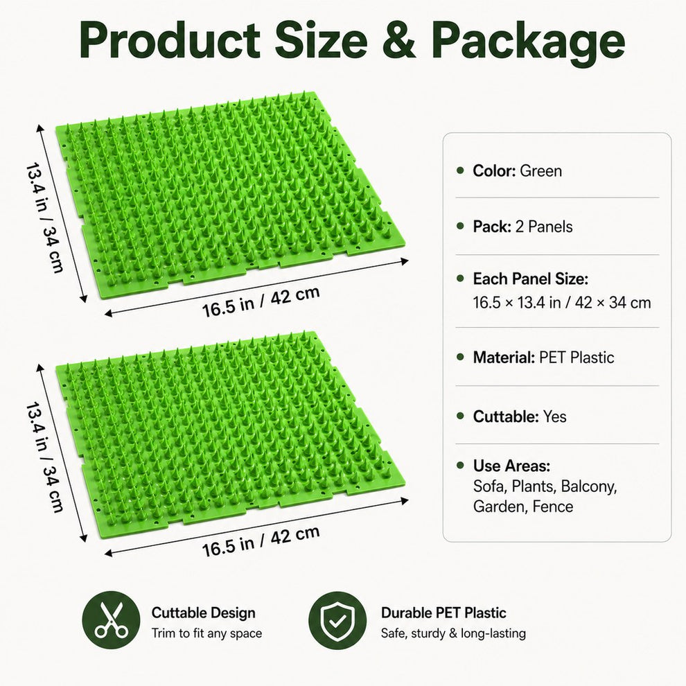 Paws in Awe 2-Pack Green Cut-to-Fit Cat Deterrent Mat for Sofas, Plants & Balconies - Helps Protect Furniture from Scratching, Digging & Curious Paws image 10