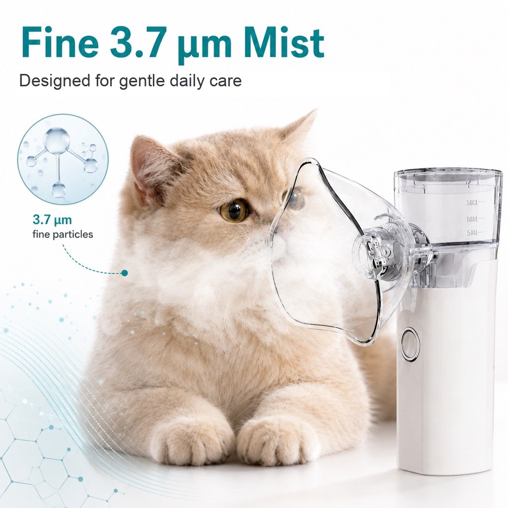 Fine 3.7 micron mist device with transparent pet mask