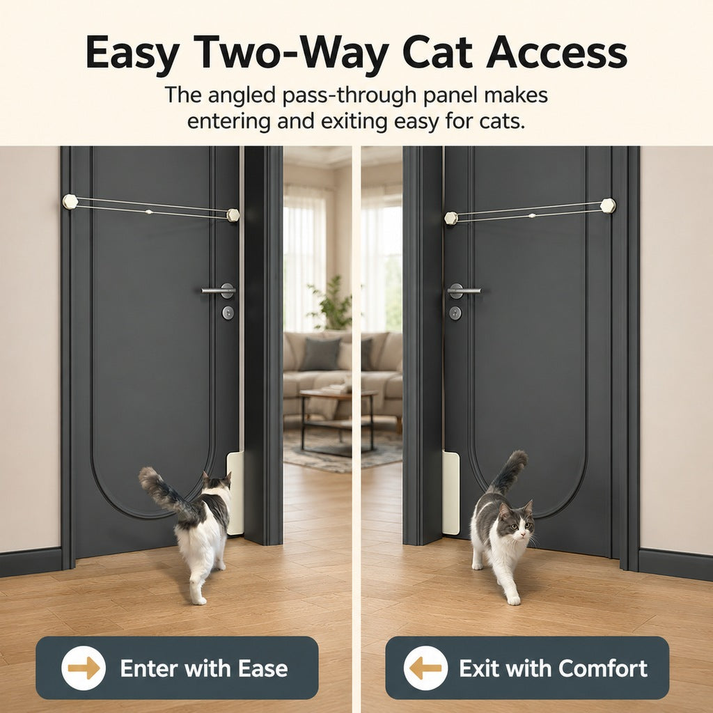 Paws in Awe No-Drill Cat Door Helper for Litter Rooms & Bedrooms - Let Cats Come and Go Without Leaving Doors Open image 5